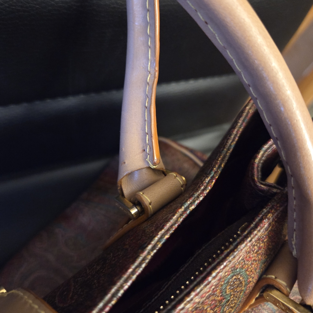 Authentic ETRO Purse Bag Paisley Shoulder Coated Canvas Leather - Picture 15 of 16